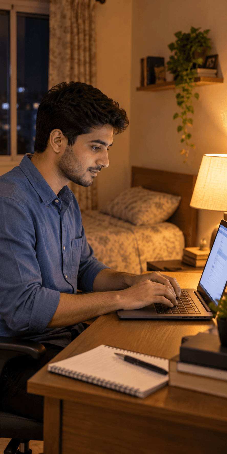 A candidate applying for a role on a laptop