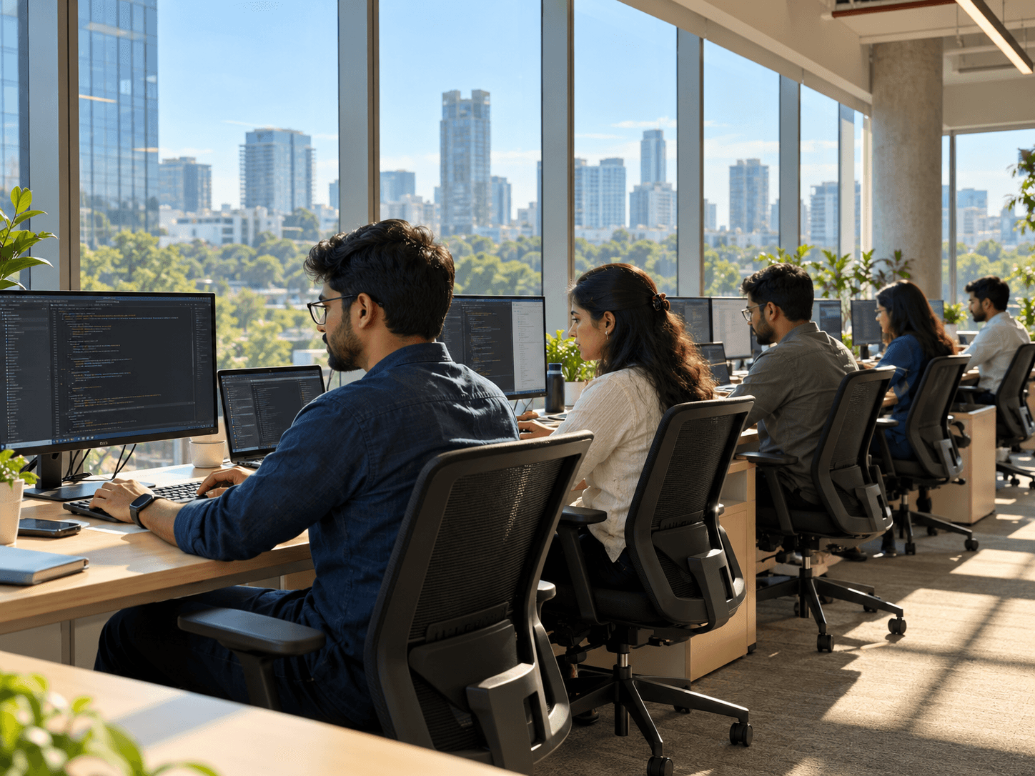 Rizviz engineers working at their desks